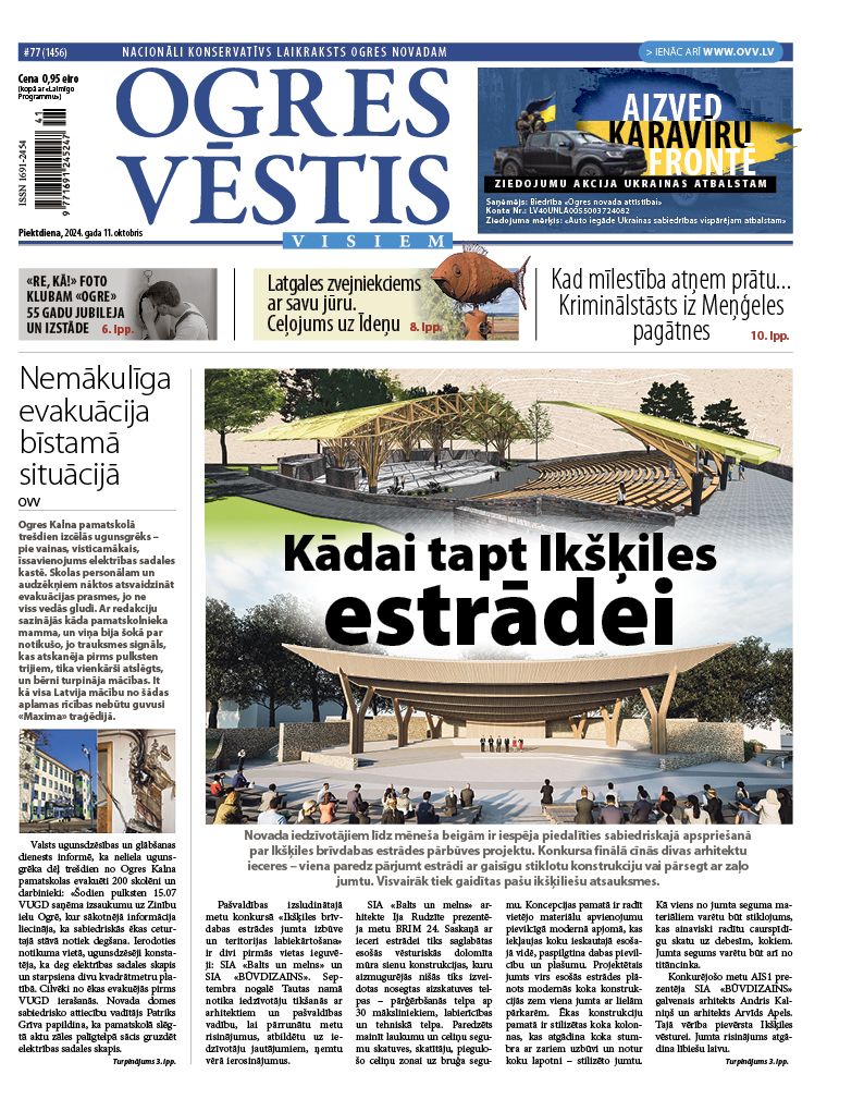 Laikraksta "Ogres Vēstis Visiem" 11. oktobra numurā