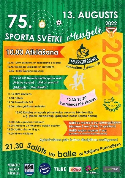 13. augustā notiks 75. sporta svētki Meņģelē