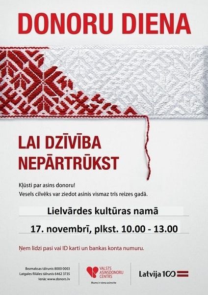 17. novembrī Donoru diena Lielvārdē
