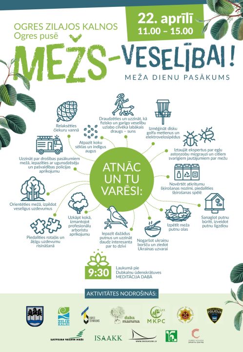 22. aprīlī Ogres Zilajos kalnos notiks izglītojošais pasākums “Mežs – veselībai”