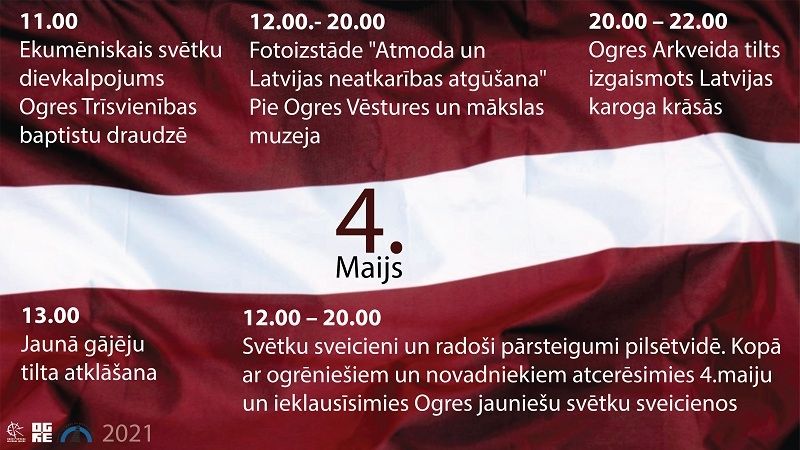 4. maijā svinēsim Latvijas Republikas neatkarības atjaunošanas dienu