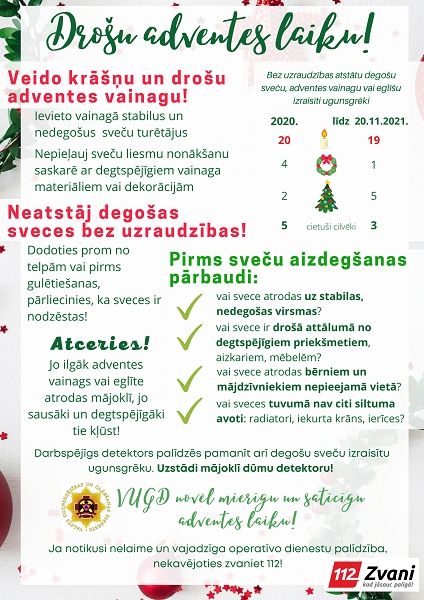 Adventes laikā atcerieties par drošību!
