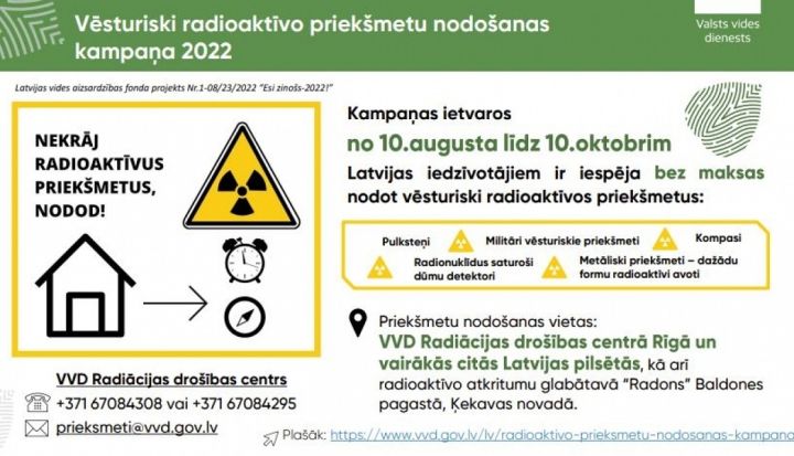 Aicina bez maksas nodot vēsturiski radioaktīvos priekšmetus