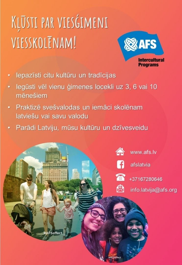 Aicina kļūt par viesģimeni viesskolēniem Latvijā