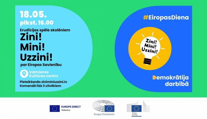 Aicina pievienoties erudīcijas spēlē “Zini! Mini! Uzzini! Par Eiropas Savienību”!