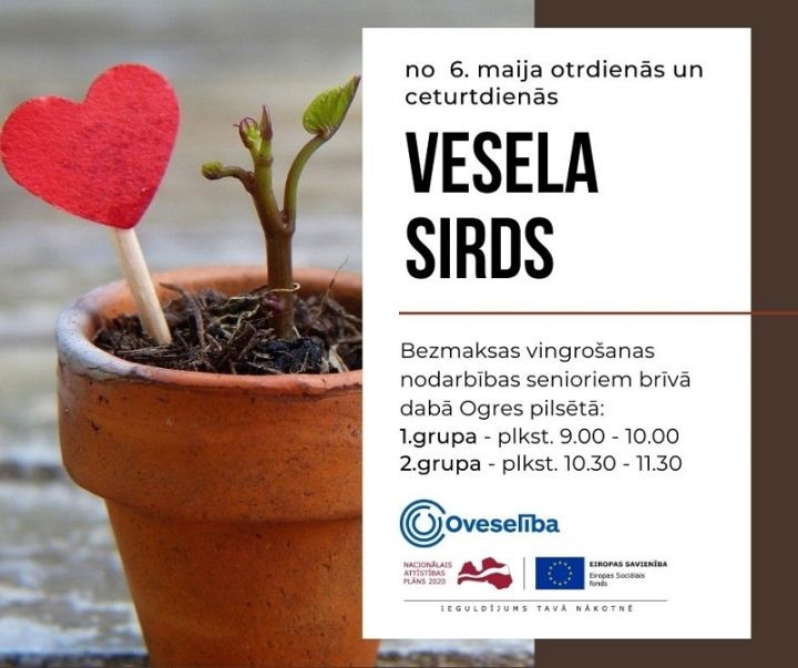 Aicina seniorus uz vingrošanas nodarbībām brīvā dabā
