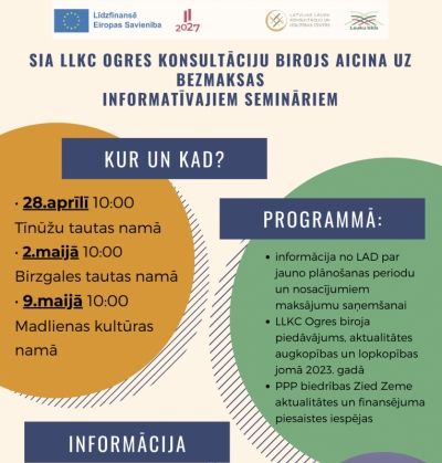 Aicina uz bezmaksas informatīvajiem semināriem "Aktuālā informācija lauku uzņēmējiem 2023. gadā"
