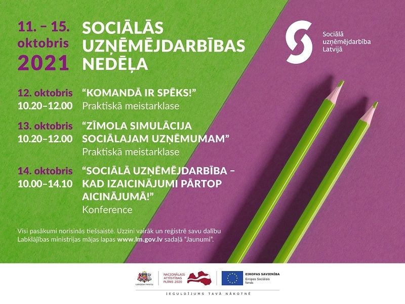 Aicina uz Sociālās uzņēmējdarbības nedēļas bezmaksas pasākumiem