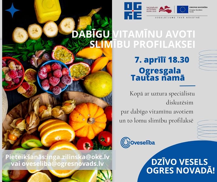 Aicina uz uztura nodarbību "Dabīgu vitamīnu avoti slimību profilaksei"