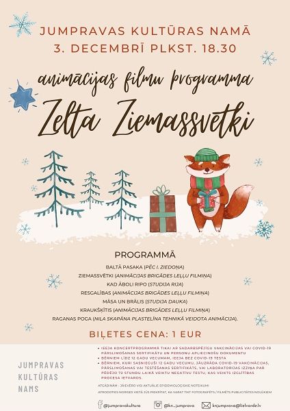 Animācijas filmu programma "Zelta Ziemassvētki" Jumpravas kultūras namā