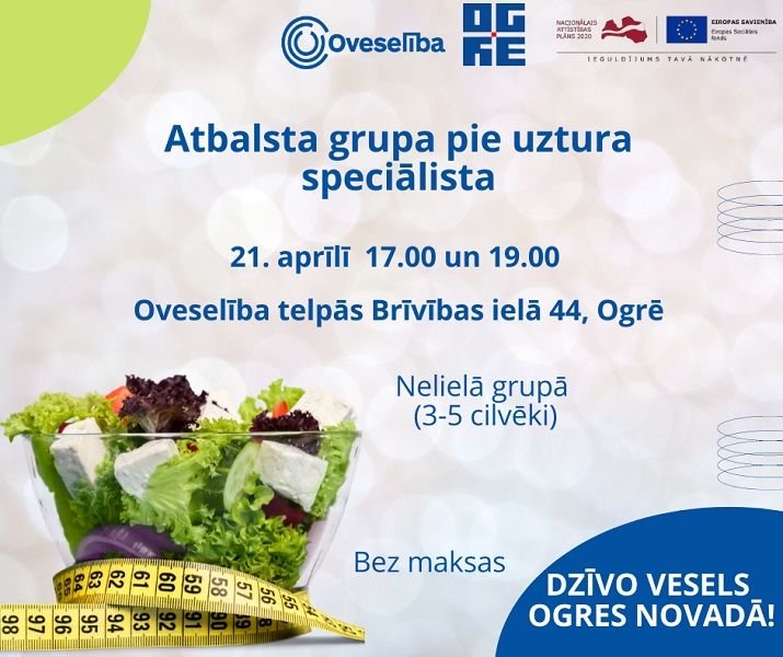Atbalsta grupas konsultācija pie uztura speciālista