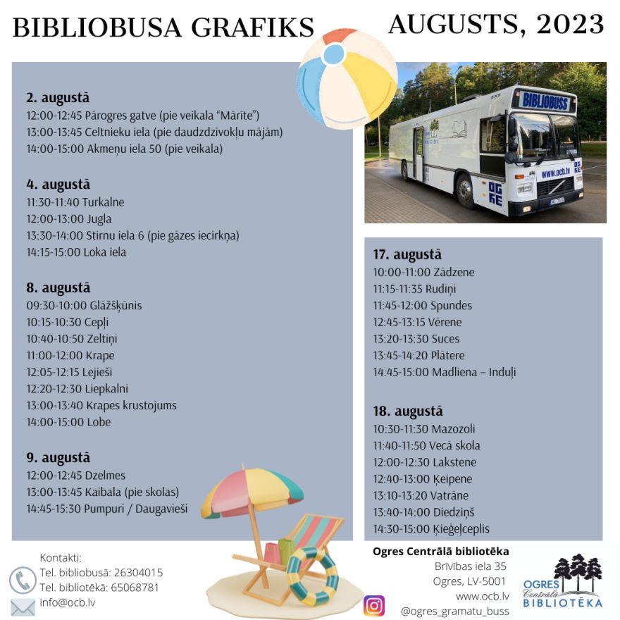 Bibliobusa grafiks augustā