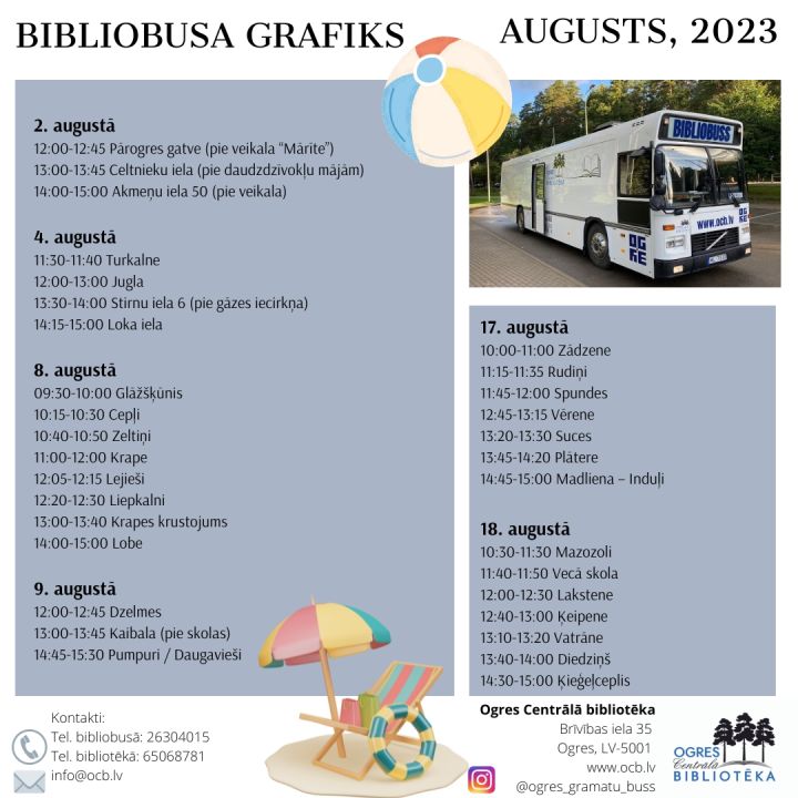 Bibliobusa grafiks augustā