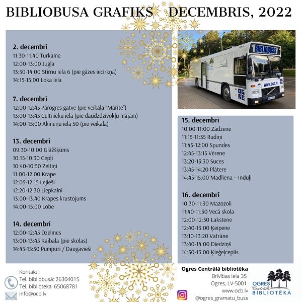 Bibliobusa grafiks decembrī