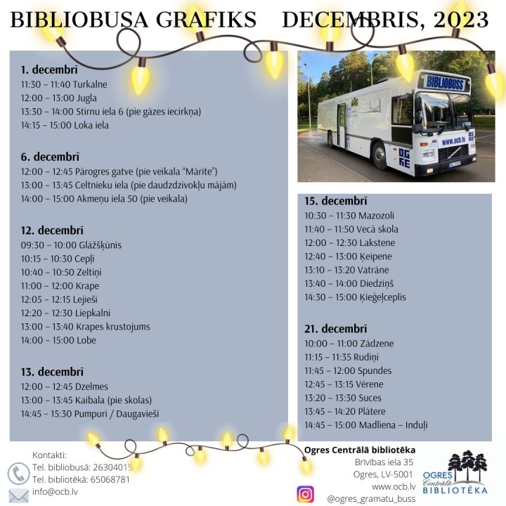 Bibliobusa grafiks decembrī