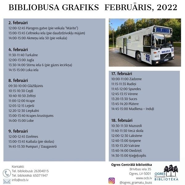 Bibliobusa grafiks februārī