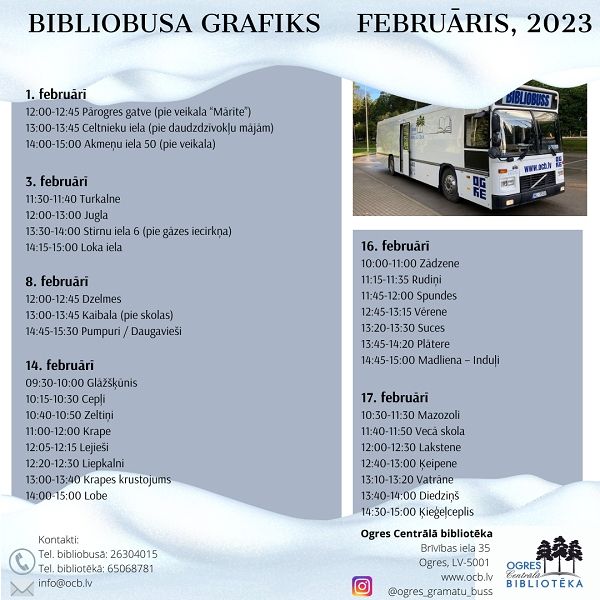 Bibliobusa grafiks februārī