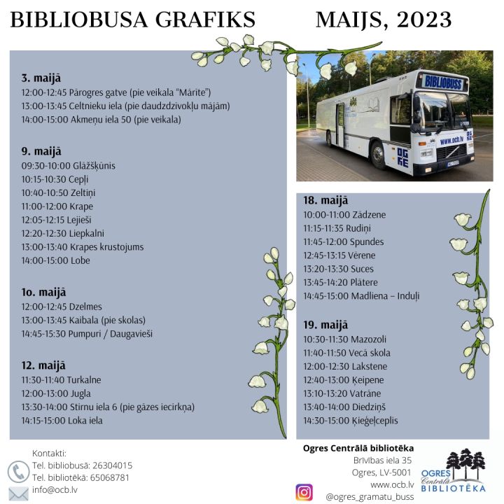 Bibliobusa grafiks maijā