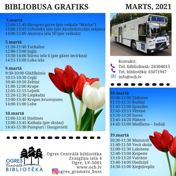 Bibliobusa grafiks martā