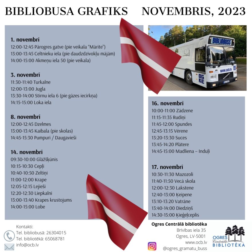 Bibliobusa grafiks novembrī