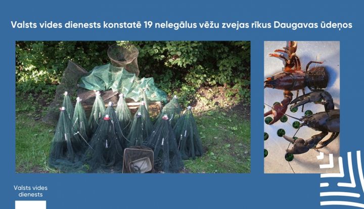 Daugavā konstatēti 19 nelegāli vēžu zvejas rīki