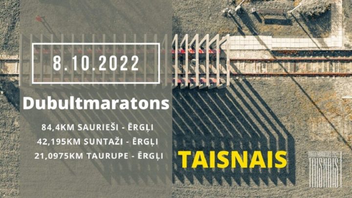 Dubultmaratons "Taisnais" no Sauriešiem līdz Ērgļiem notiks 8. oktobrī