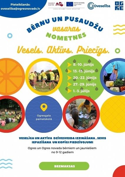 Izsludināta pieteikšanās uz bērnu un jauniešu vasaras nometnēm "Vesels. Aktīvs Priecīgs."