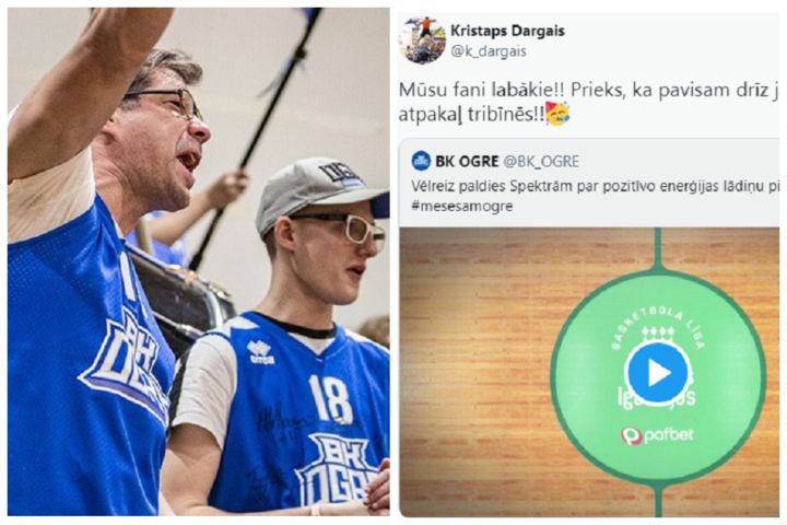 Ja nevar atbalstīt tribīnēs, tad "Ogres" līdzjutēji uzmundrina pie ārdurvīm