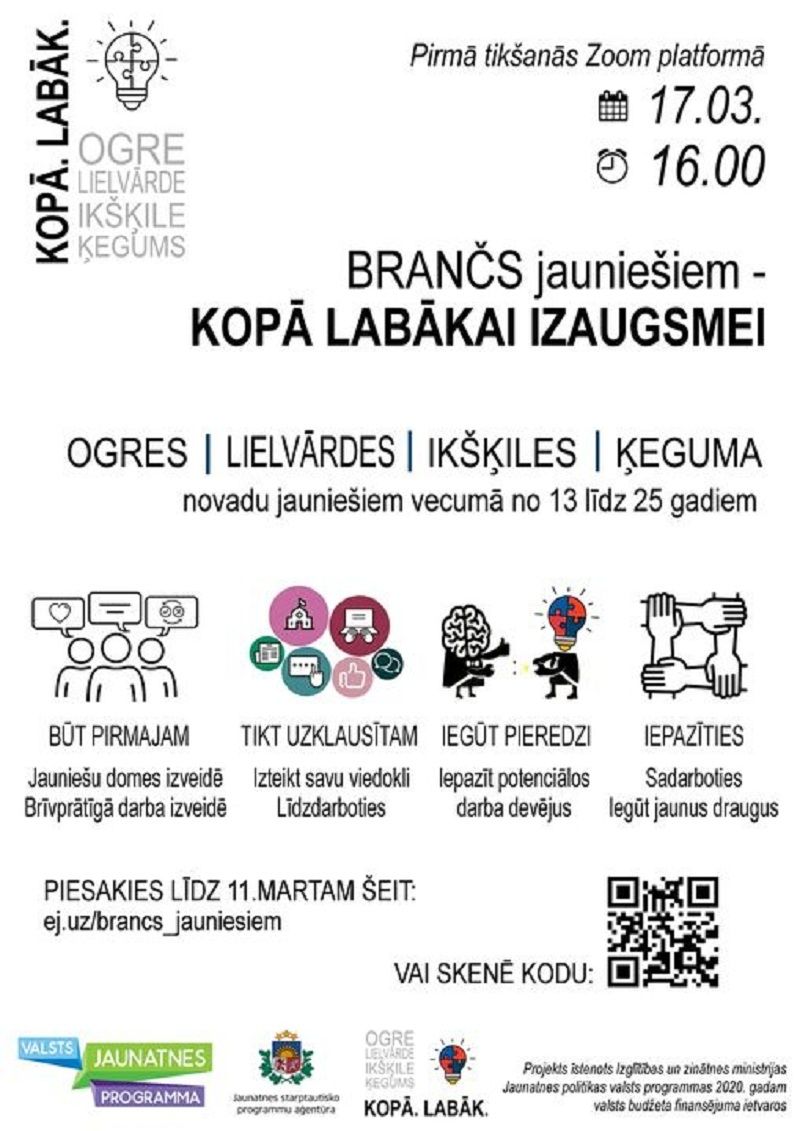 Jaunatnes projektā "KOPĀ.LABĀK." īstenos pirmās aktivitātes