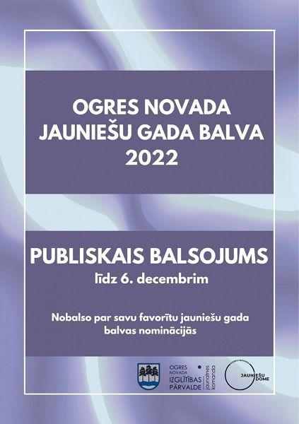 Jauniešu Gada balvas izvirzīto pretendentu publiskais balsojums!