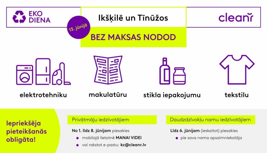 Jūnijā Ikšķilē un Tīnūžos gaidāma "Eko diena"
