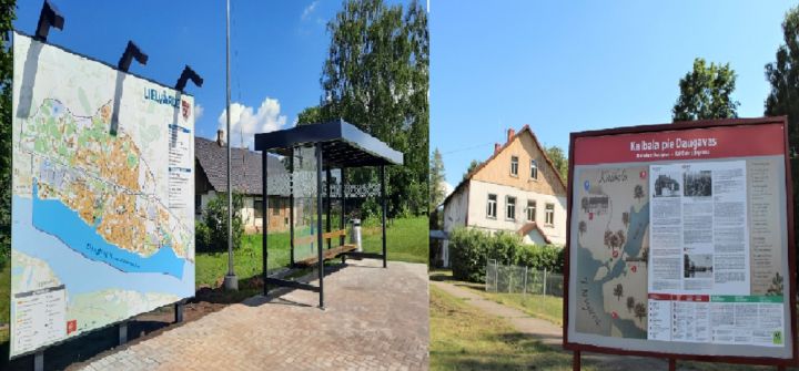 Kaibalā uzstādīts informatīvais stends, Lielvārdē – jauna pilsētas karte