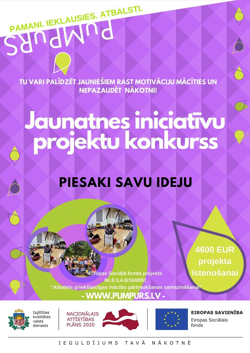 Ķeguma novada pašvaldība aicina iesniegt jaunatnes iniciatīvas projektus mācību motivācijas palielināšanai