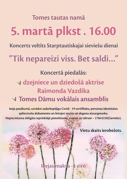 Koncerts veltīts Starptautiskajai sieviešu dienai