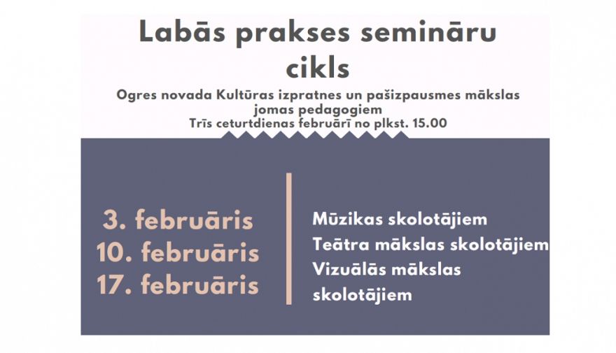 Kultūras izpratnes un pašizpausmes mākslas jomas pedagogus aicina uz semināru