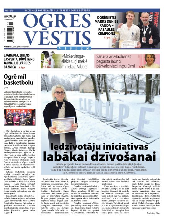 Laikraksta "Ogres Vēstis Visiem" 1. decembra numurā