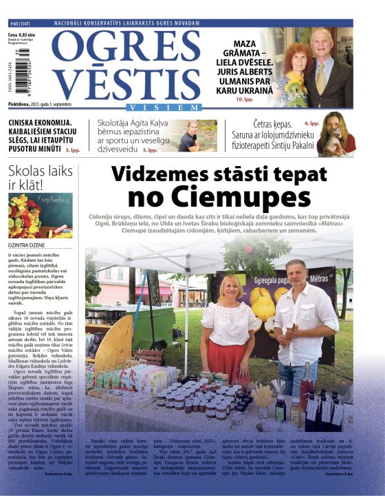 Laikraksta "Ogres Vēstis Visiem" 1. septembra numurā