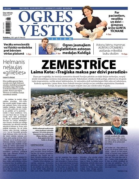 Laikraksta "Ogres Vēstis Visiem" 10. februāra numurā