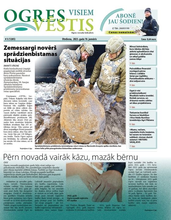 Laikraksta "Ogres Vēstis Visiem" 10. janvāra numurā