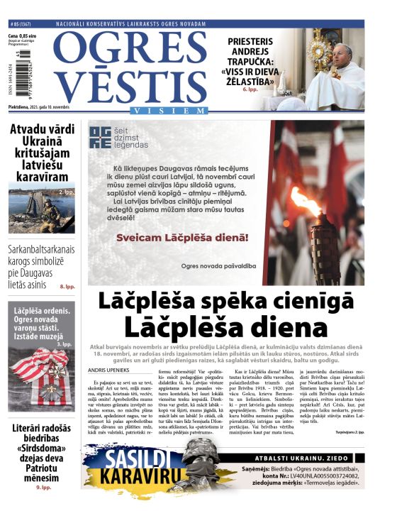 Laikraksta "Ogres Vēstis Visiem" 10. novembra numurā