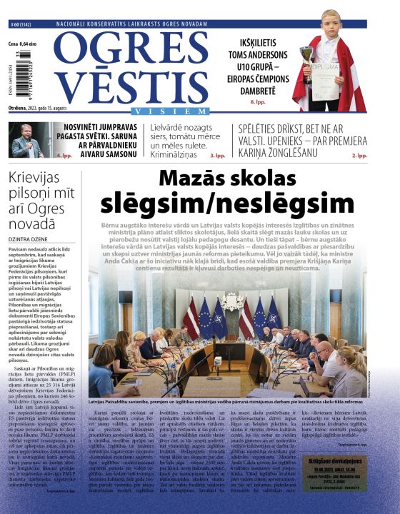 Laikraksta "Ogres Vēstis Visiem" 15. augusta numurā