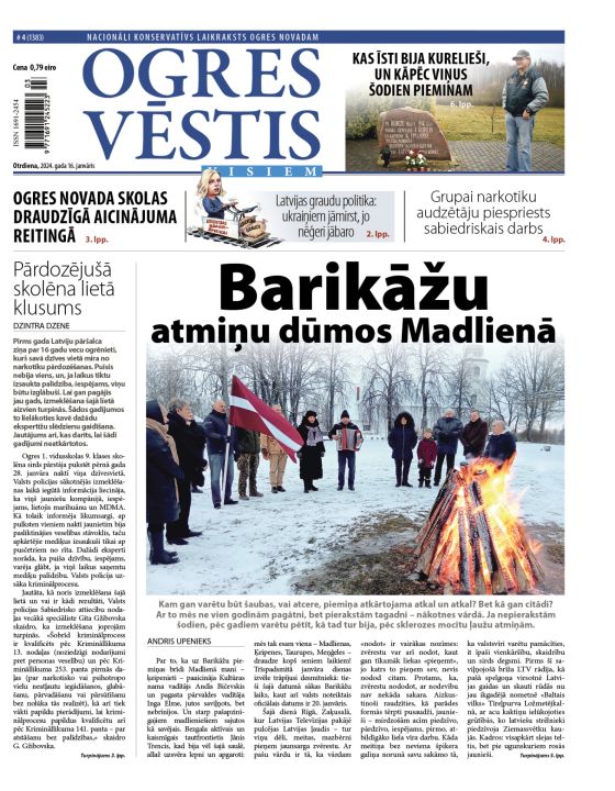 Laikraksta "Ogres Vēstis Visiem" 16. janvāra numurā