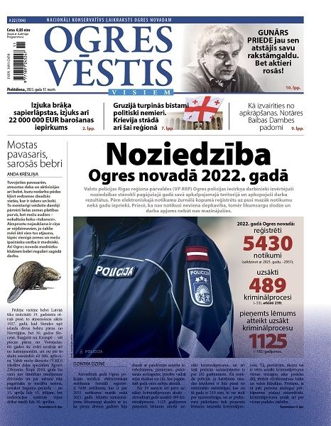 Laikraksta "Ogres Vēstis Visiem" 17. marta numurā