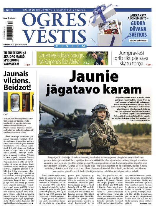 Laikraksta "Ogres Vēstis Visiem" 19. decembra numurā