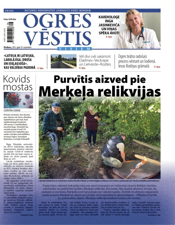 Laikraksta "Ogres Vēstis Visiem" 19. septembra numurā