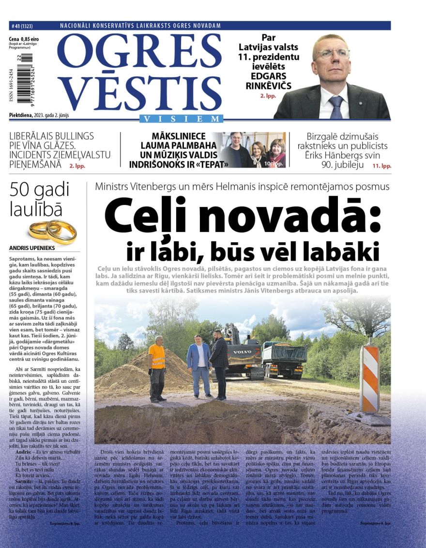 Laikraksta "Ogres Vēstis Visiem" 2. jūnija numurā