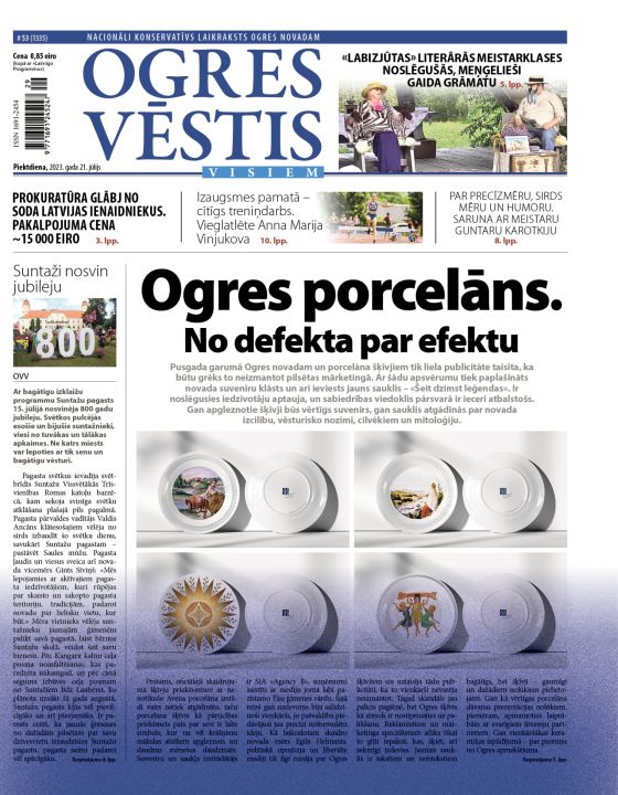 Laikraksta "Ogres Vēstis Visiem" 21. jūlija numurā