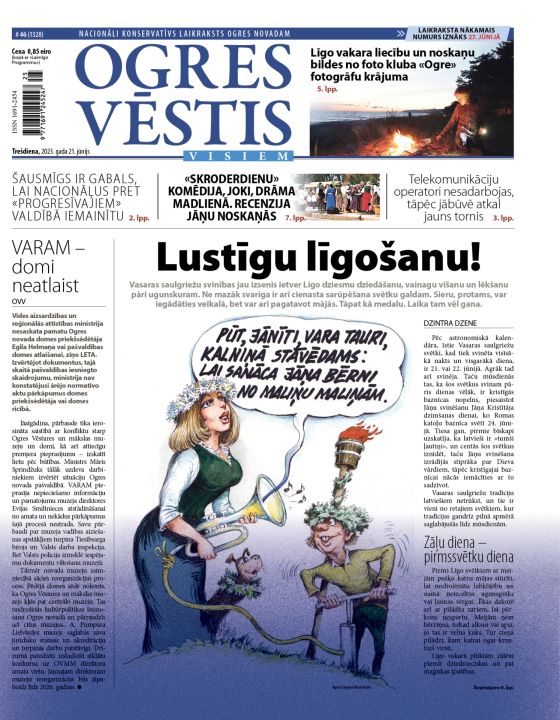 Laikraksta "Ogres Vēstis Visiem" 21. jūnija numurā