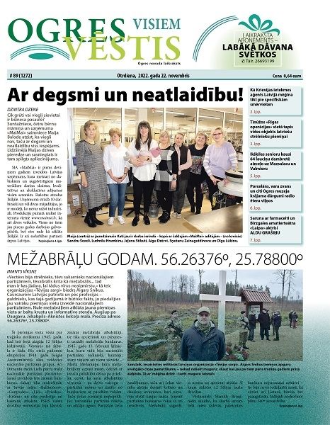 Laikraksta "Ogres Vēstis Visiem" 22. novembra numurā: