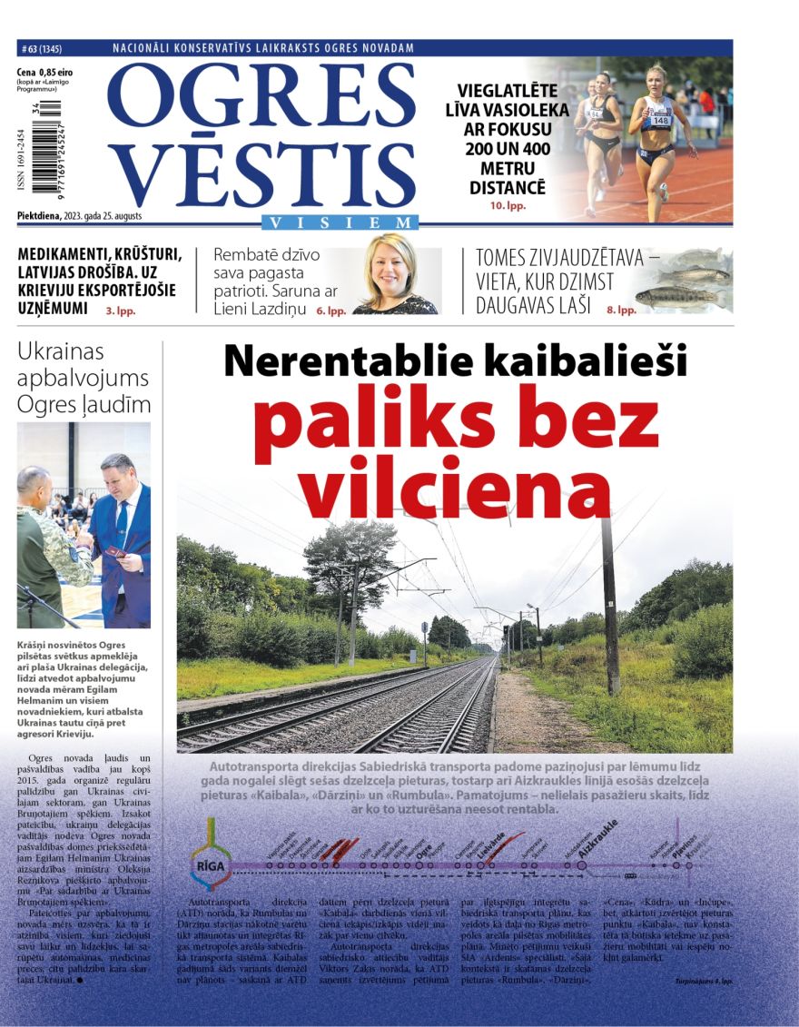 Laikraksta "Ogres Vēstis Visiem" 25. augusta numurā